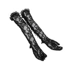 EVA LADY Women's Gothic Beaded Floral Lace Long Gloves