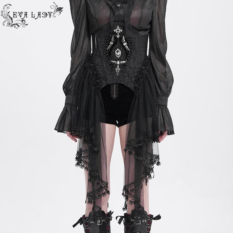 Women's Gothic Beaded Mesh Splice Lace-up Underbust Corset – Punk Design