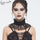 EVA LADY Women's Gothic Beaded Ruffled Lace Neckwear