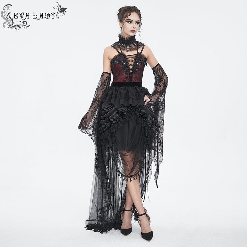 EVA LADY Women's Gothic Beaded Ruffled Lace Neckwear