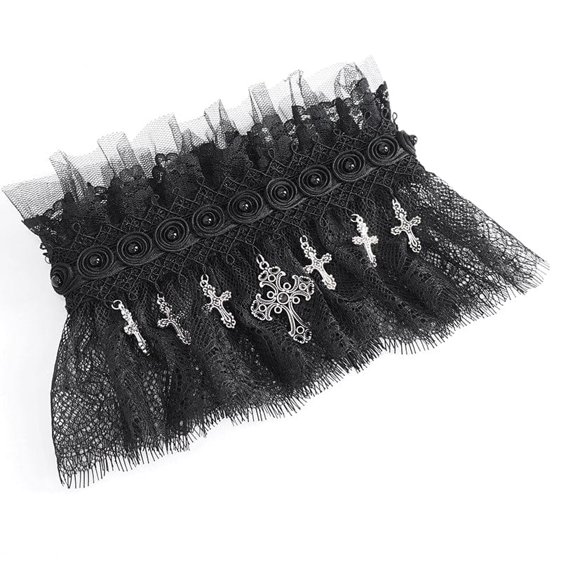 EVA LADY Women's Gothic Beaded Ruffled Lace Neckwear