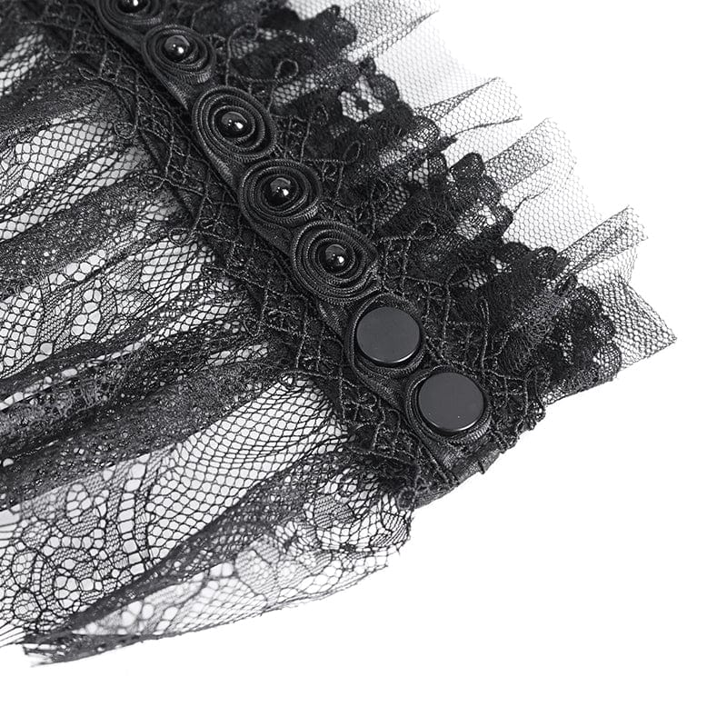 EVA LADY Women's Gothic Beaded Ruffled Lace Neckwear