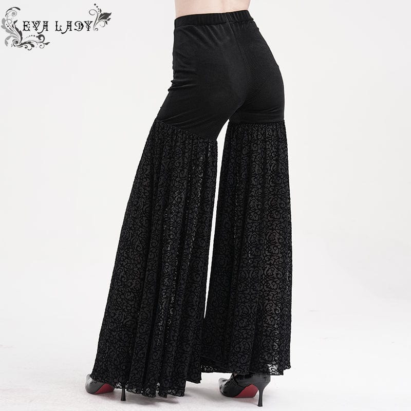 EVA LADY Women's Gothic Chain Floral Lace Pants