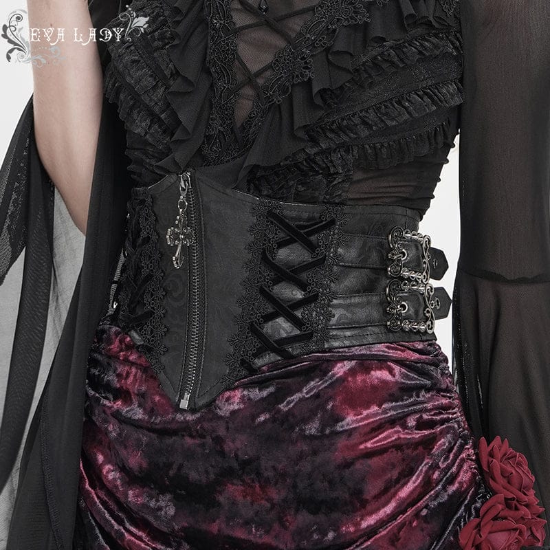 Women's Gothic Crochet Lace-up Zip Girdle – Punk Design