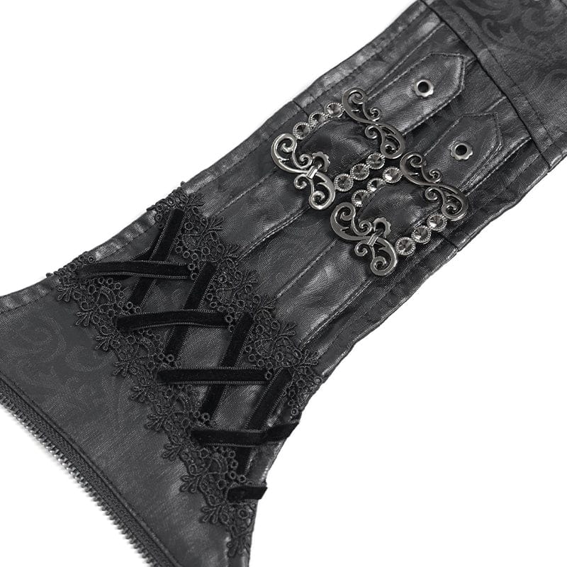 EVA LADY Women's Gothic Crochet Lace-up Zip Girdle