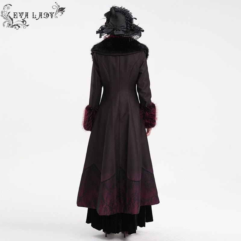 EVA LADY Women's Gothic Cross Lace Coat Black Red