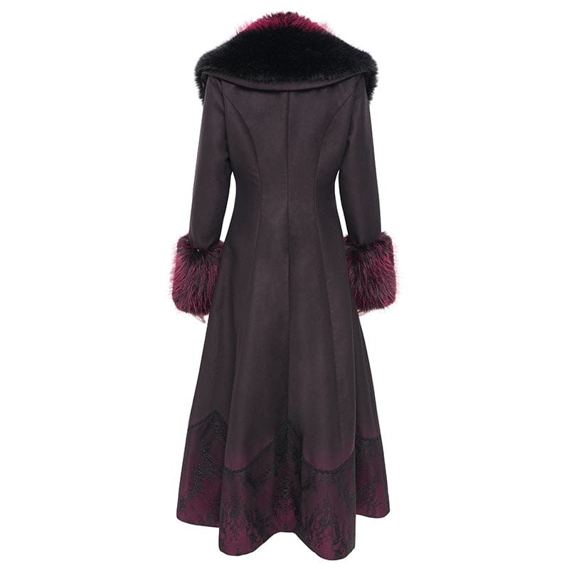 EVA LADY Women's Gothic Cross Lace Coat Black Red