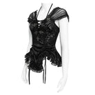 EVA LADY Women's Gothic Cross Plunging Short Sleeve Top