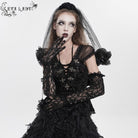 EVA LADY Women's Gothic Cross Plunging Short Sleeve Top