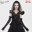 EVA LADY Women's Gothic Cross Plunging Short Sleeve Top