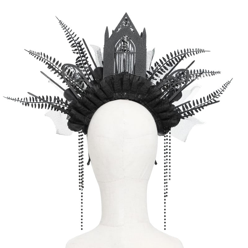 EVA LADY Women's Gothic Cross Rose Beaded Fringe Headpiece