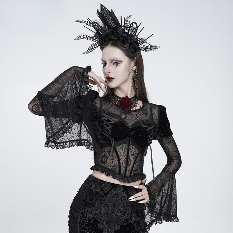 EVA LADY Women's Gothic Cross Rose Beaded Fringe Headpiece