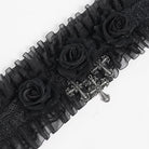 EVA LADY Women's Gothic Cross Rose Ruffled Lace Mesh Neck Collar Black