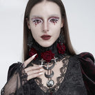 EVA LADY Women's Gothic Cross Rose Ruffled Lace Mesh Neck Collar Black-Red