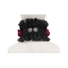 EVA LADY Women's Gothic Cross Rose Ruffled Lace Mesh Neck Collar Black-Red