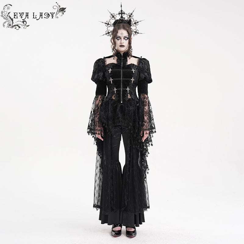 EVA LADY Women's Gothic Cut-out Lace Tassels Jacket