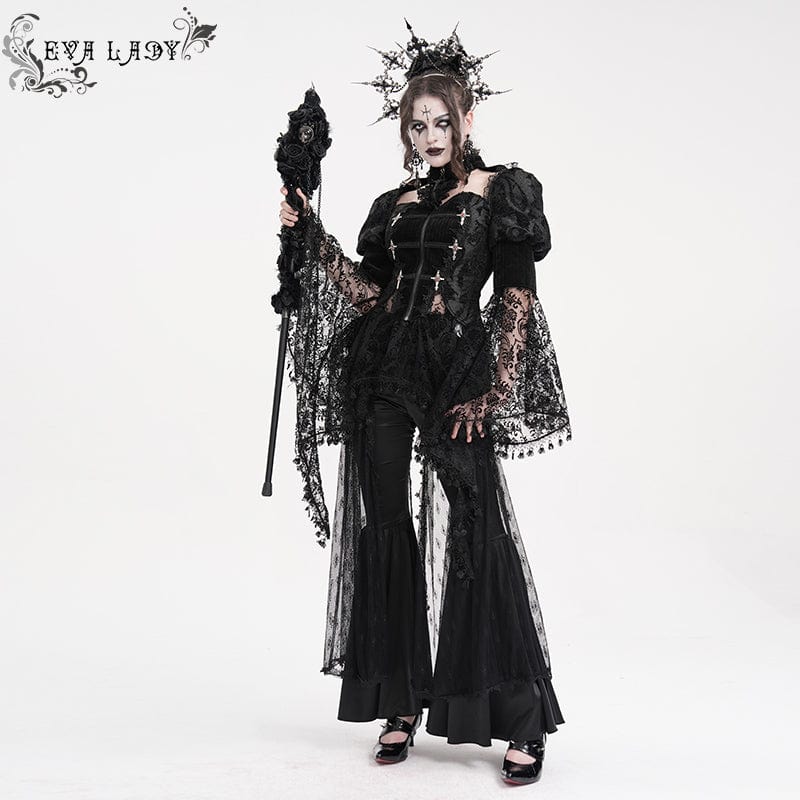 EVA LADY Women's Gothic Cut-out Lace Tassels Jacket