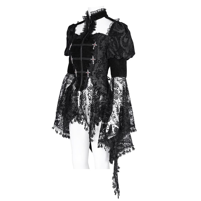 EVA LADY Women's Gothic Cut-out Lace Tassels Jacket