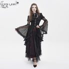 EVA LADY Women's Gothic Cutout Beaded Flared Sleeved Shirt Black