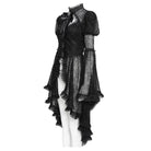 EVA LADY Women's Gothic Cutout Beaded Flared Sleeved Shirt Black