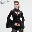 EVA LADY Damen Gothic Cutout Bluse mit ausgestellten Ärmeln und Blumenprägung