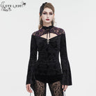EVA LADY Damen Gothic Cutout Bluse mit ausgestellten Ärmeln und Blumenprägung