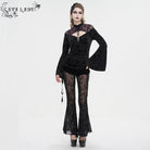 EVA LADY Damen Gothic Cutout Bluse mit ausgestellten Ärmeln und Blumenprägung
