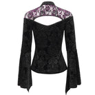 EVA LADY Damen Gothic Cutout Bluse mit ausgestellten Ärmeln und Blumenprägung