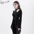 EVA LADY Women's Gothic Cutout Flared Sleeved Velvet Shirt Black