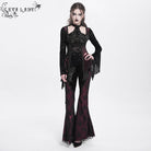 EVA LADY Women's Gothic Cutout Flared Sleeved Velvet Shirt Red