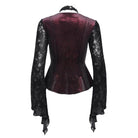 EVA LADY Women's Gothic Cutout Flared Sleeved Velvet Shirt Red