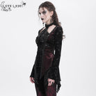 EVA LADY Women's Gothic Cutout Flared Sleeved Velvet Shirt Red