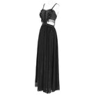 EVA LADY Women's Gothic Cutout Floral Embroidered Party Slip Dress Black