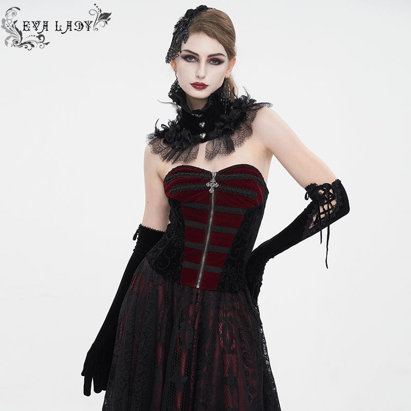 EVA LADY Women's Gothic Double Color Lace-up Overbust Corset