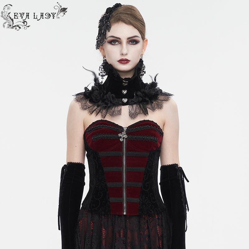 EVA LADY Women's Gothic Double Color Lace-up Overbust Corset