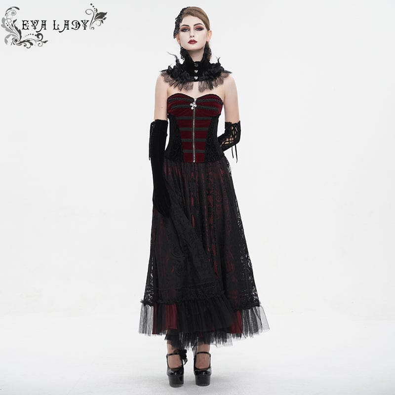 EVA LADY Women's Gothic Double Color Lace-up Overbust Corset
