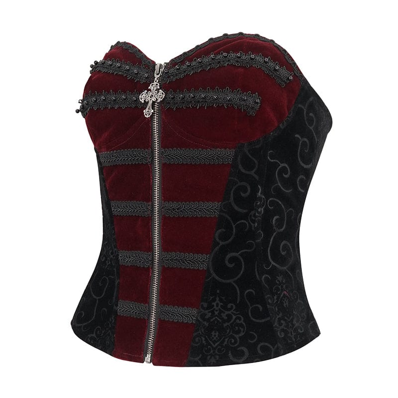 EVA LADY Women's Gothic Double Color Lace-up Overbust Corset