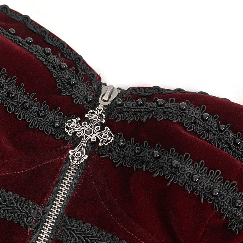 EVA LADY Women's Gothic Double Color Lace-up Overbust Corset
