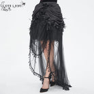 EVA LADY Women's Gothic Drawstring Rose Mesh Splice Skirt