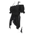 EVA LADY Women's Gothic Embroidered Chained Off Shoulder Shirt Black