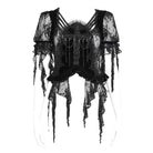 EVA LADY Women's Gothic Embroidered Cross Chained Lace Top Black