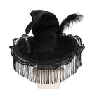 EVA LADY Women's Gothic Embroidered Feather Tassels Witch Hat