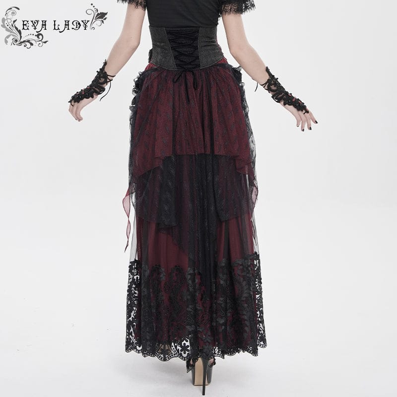 EVA LADY Women's Gothic Embroidered Rose Cross Underbust Corset