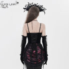 EVA LADY Women's Gothic Embroidered Tassels Lace-up Overbust Corset Black