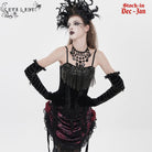 EVA LADY Women's Gothic Embroidered Tassels Lace-up Overbust Corset Black