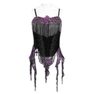 EVA LADY Women's Gothic Embroidered Tassels Lace-up Overbust Corset Black-Purple