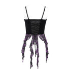 EVA LADY Women's Gothic Embroidered Tassels Lace-up Overbust Corset Black-Purple