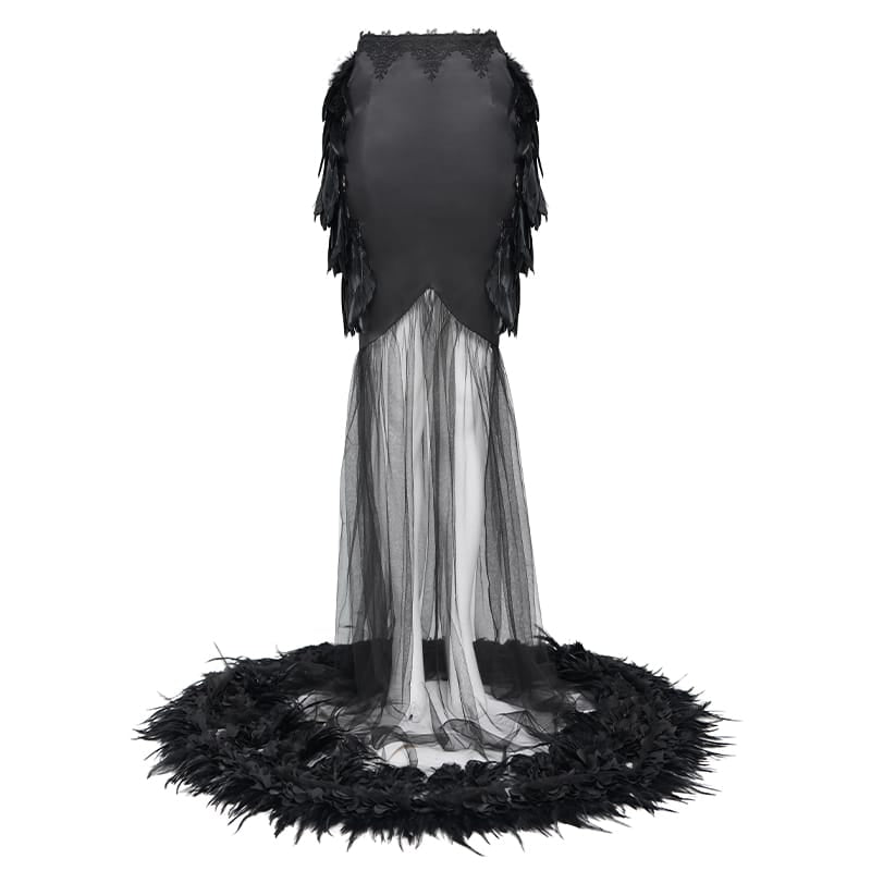 EVA LADY Women's Gothic Feathered Mermaid Skirt