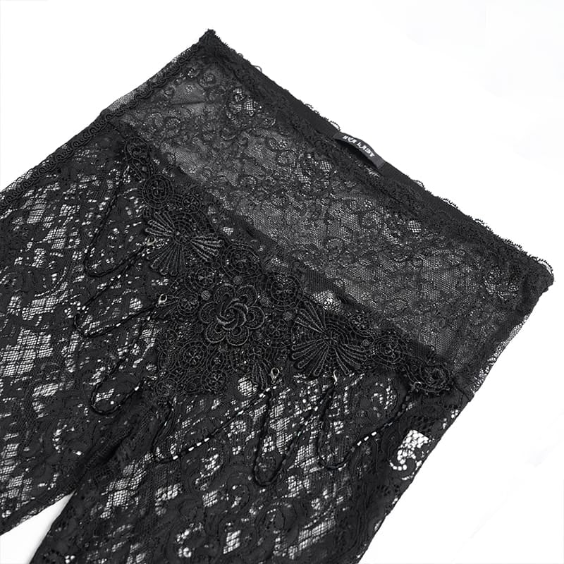 Pantalones acampanados góticos de encaje para mujer de EVA LADY