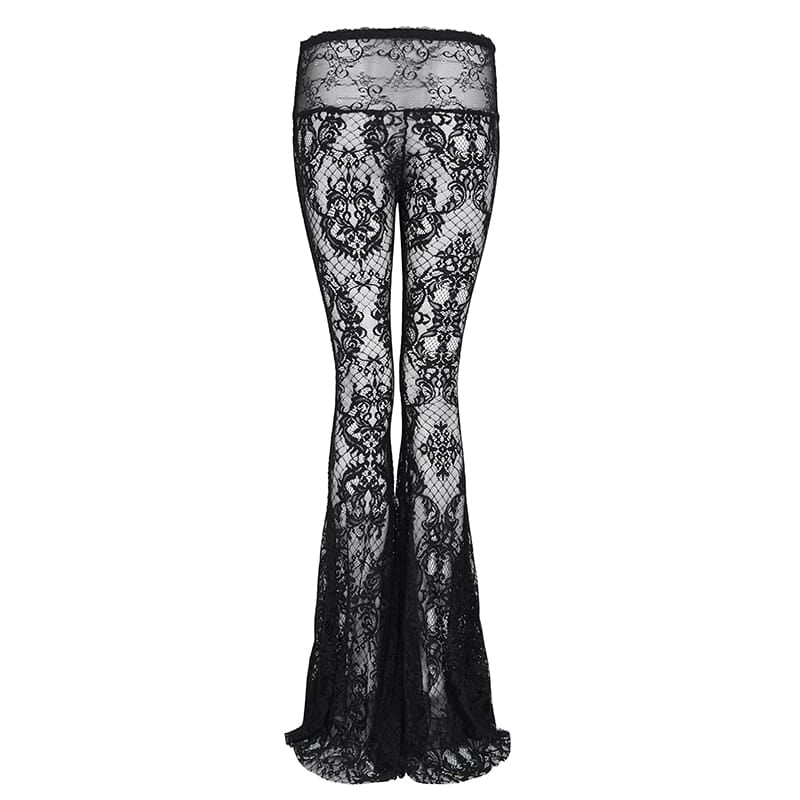 Pantalones acampanados góticos de encaje para mujer de EVA LADY